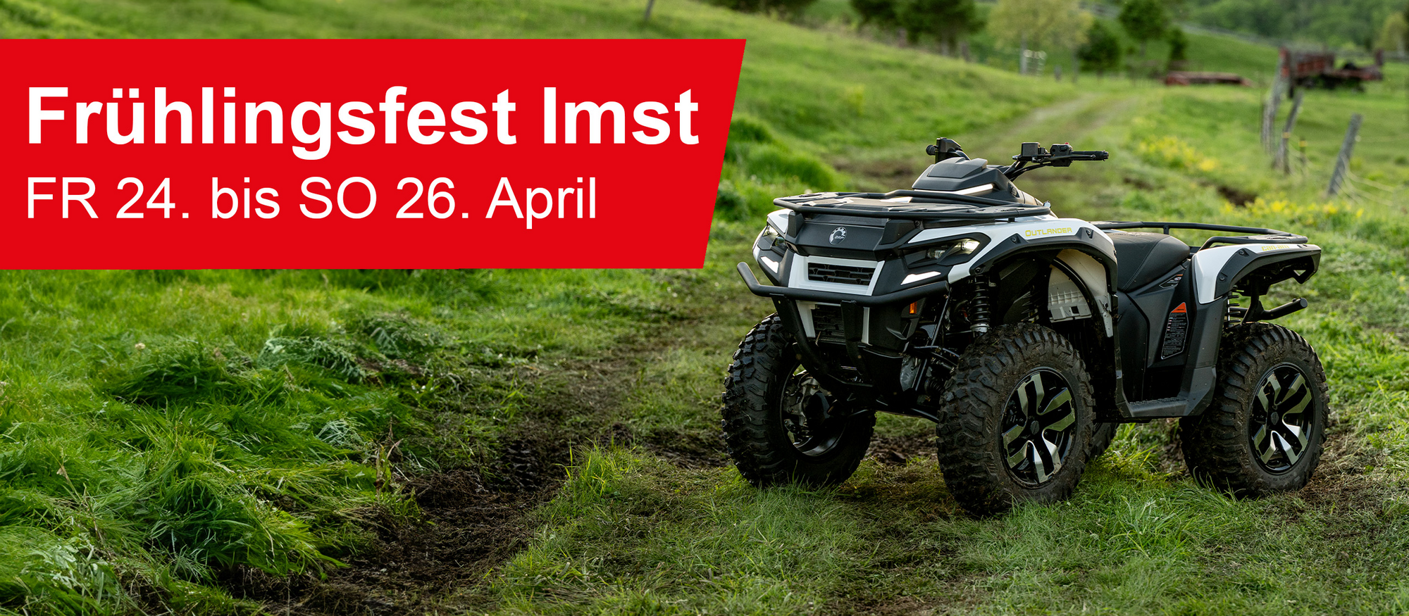 Der Frühling ist endlich da. Can-Am Fahrzeug auf auf grüner Wiese